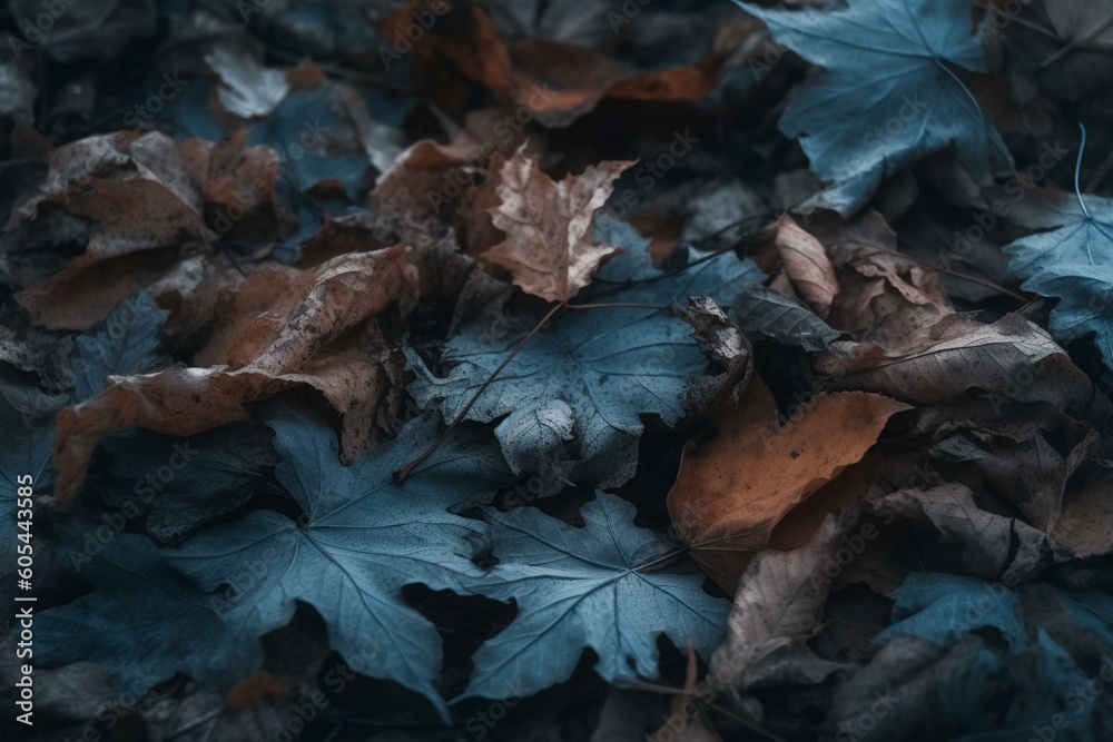 Blue-grey autumnal backdrop. Generative AI