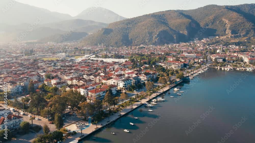 Aerial view of touristic town Fethiye in Turkey on Aegean sea Aerial view of touristic town Fethiye in Turkey on Aegean sea
