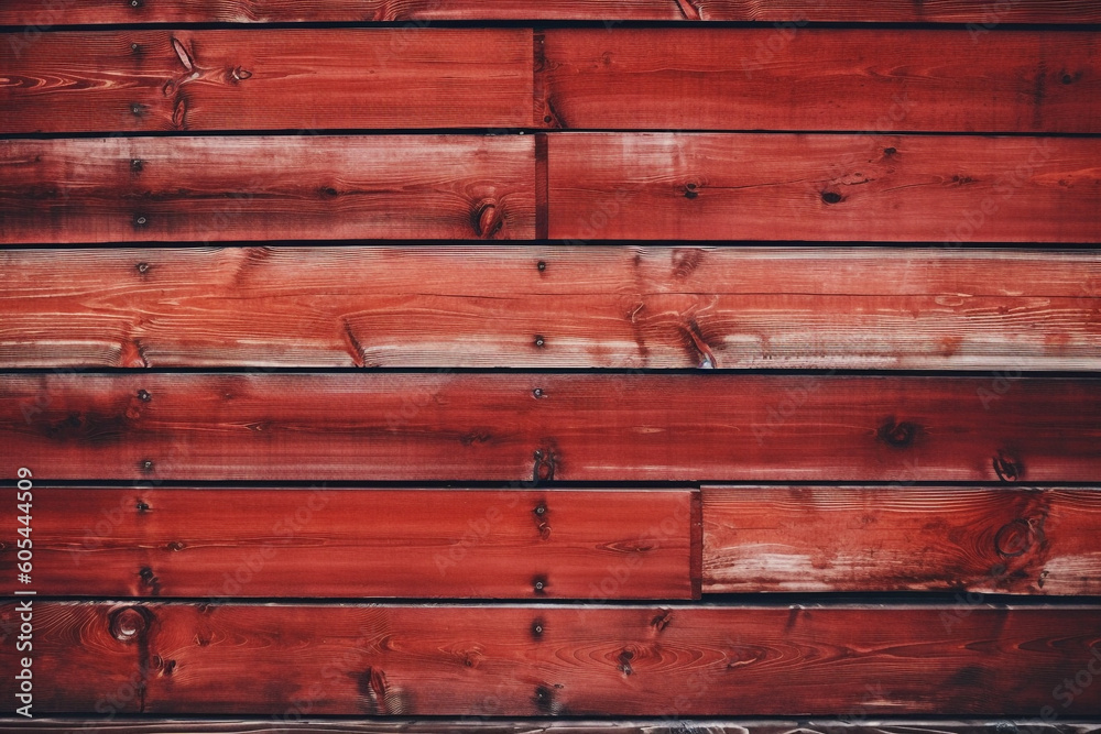 Fototapeta premium Red wooden planks background. red wood backdrop. High quality photo Generative AI