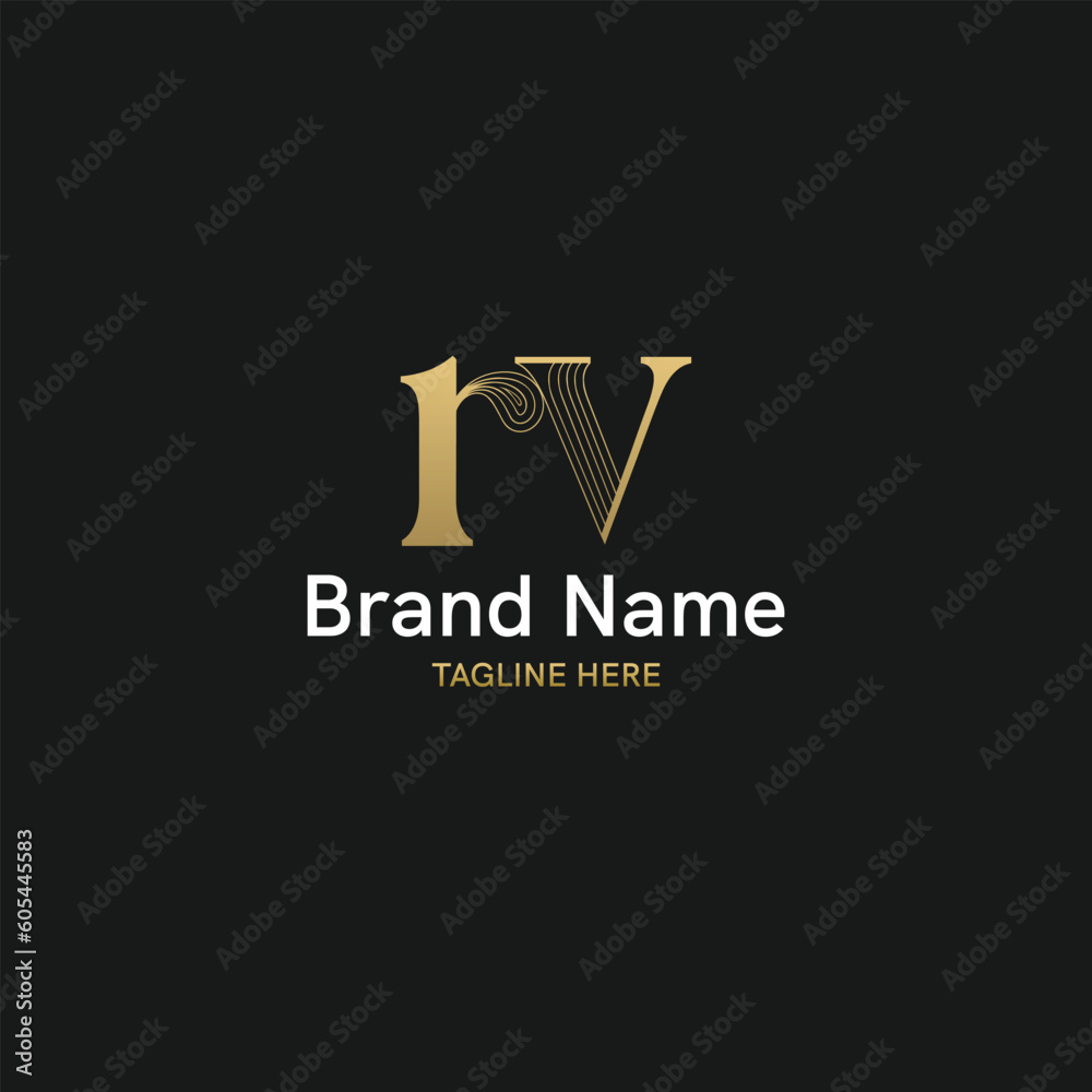 Unique and modern initial based logo with letter rv Unique and modern initial based logo with letter rv