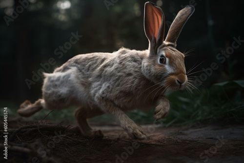 A running rabbit. Generative AI © Ronald