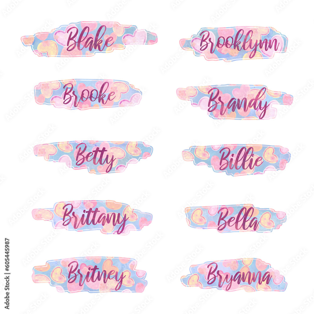 baby girl names that start with letter B, stickers, USA, labels with ...
