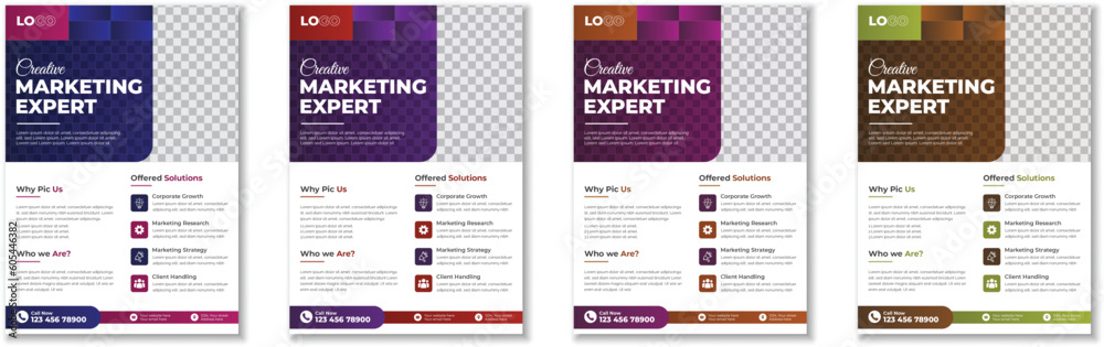 Fototapeta premium Unique creative and modern corporate flyer business flyer advertisement flyer multipurpose minimal official business advertising magazine poster flyer with color variation.