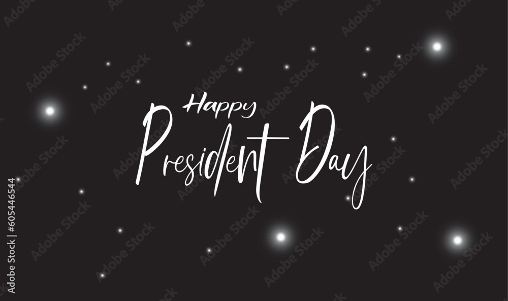 Happy Presidents Day with Stars and USA Flag for the President of America Suitable for Poster in Flat Cartoon Hand Drawn with black background.