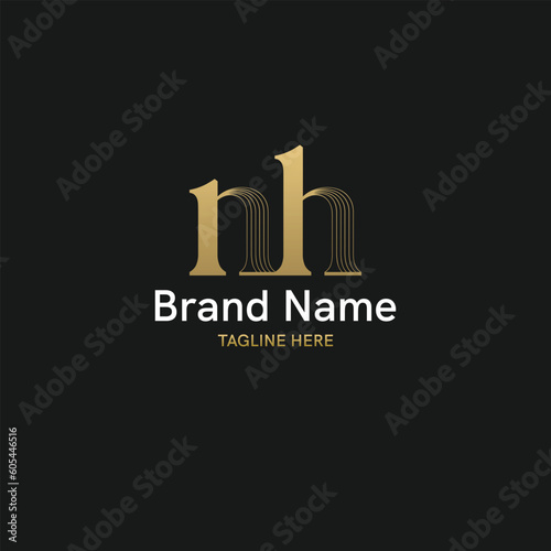 Unique and modern initial based logo with letter nh