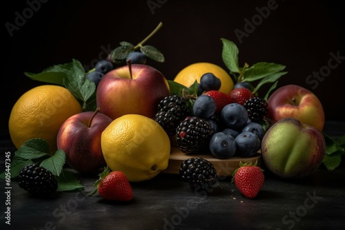 Assortment of fruits. Generative AI
