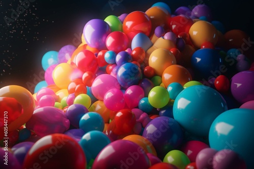 Colorful 3d balloon background. Generative AI