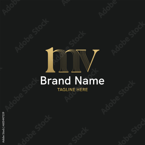 Unique and modern initial based logo with letter mv