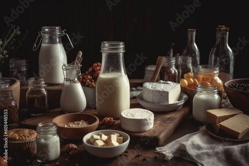 Diverse dairy items. Generative AI