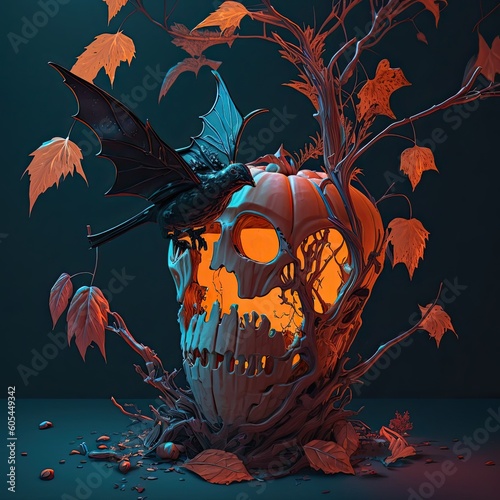 halloween pumpkin on a tree