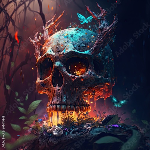 skull and bones. halloween background
