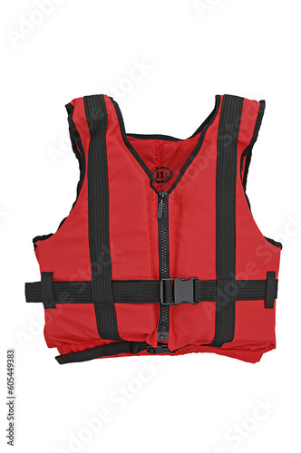 life jacket, red life jacket isolated on transparent background, PNG photo