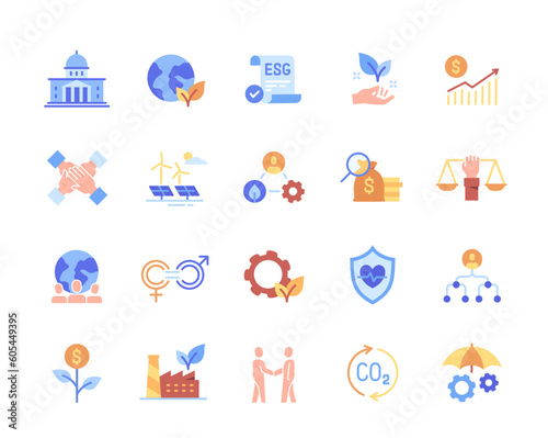 ESG color icons set
