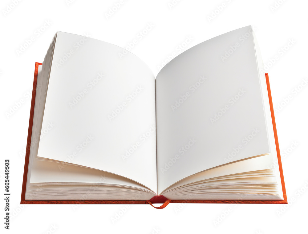 Open book with blank pages isolated on white, transparent background, PNG, mockup, ai Open book with blank pages isolated on white, transparent background, PNG, mockup, ai