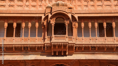 Historic Junagarh fort architecture in Bikaner  Rajasthan  India built in 1594 in Raja Rai sing regime.