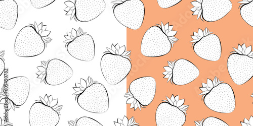 white strawberry seamless pattern set background