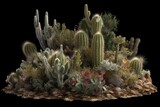 Transparent tree cactus landscape design for interior decor with alpha channel. Generative AI