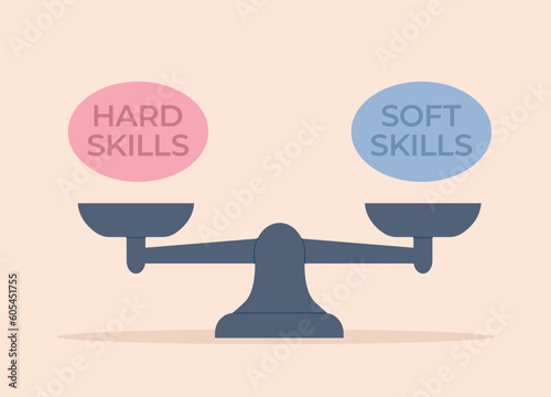 concept of balancing hard and soft skills- vector illustration photo