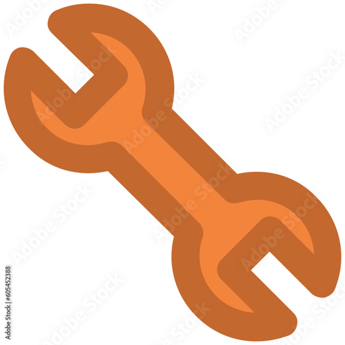 Wrench tool, often used as a plumbing tool in bold line design icon