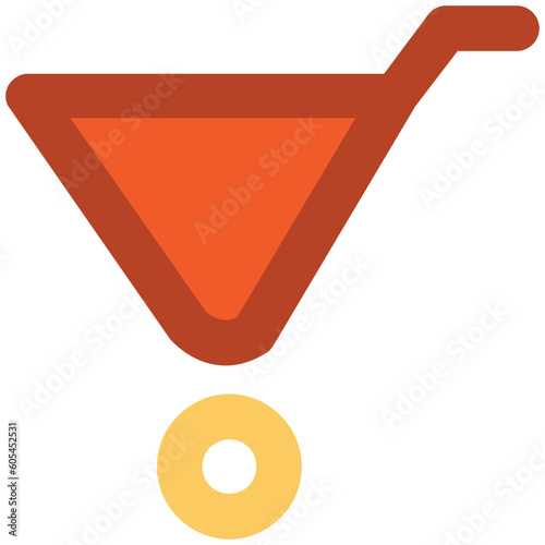 Bold line icon of a wheelbarrow 