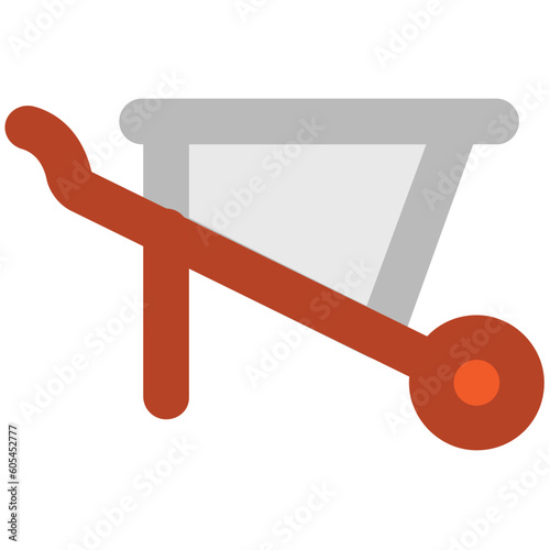 Bold line icon of a wheelbarrow 