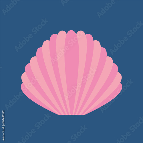 Vector scallop sea shell flat illustration