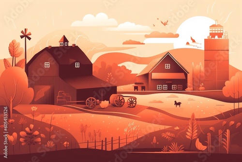 Farm concept illustration esg. Generative ai 