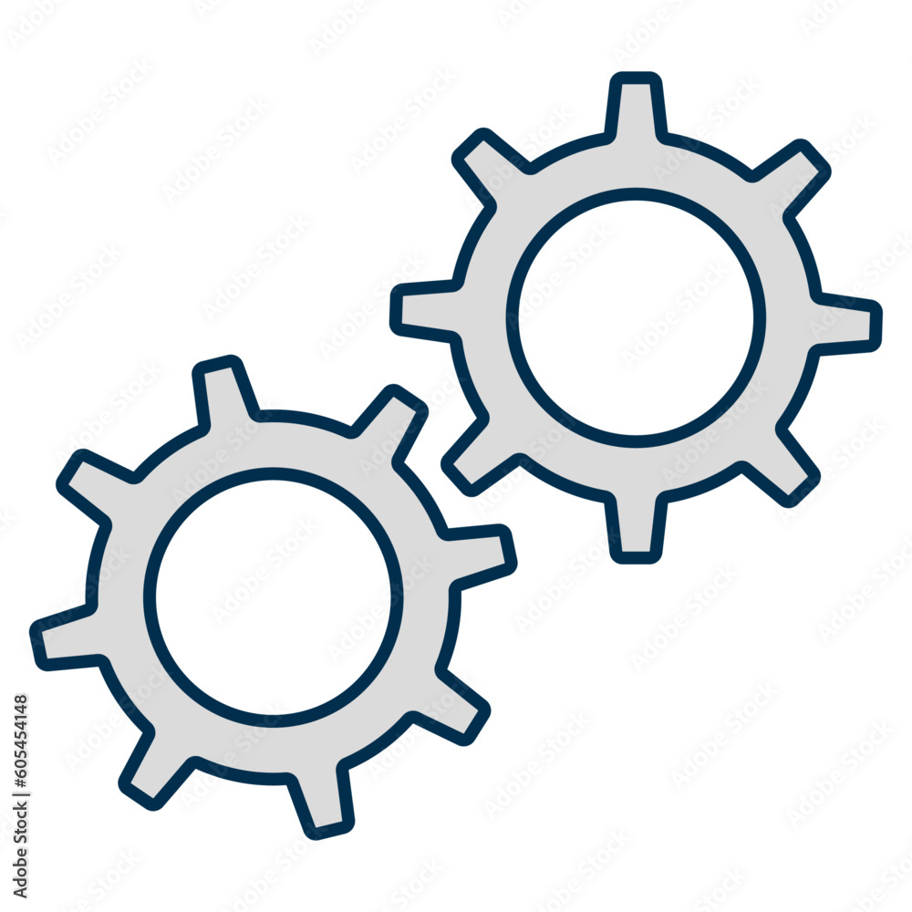 Cogwheel group black vector icon. animated gray gears. Vector illustration.