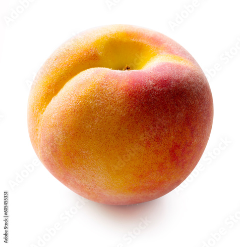 Fresh peach fruit isolated on white background with clipping path.
