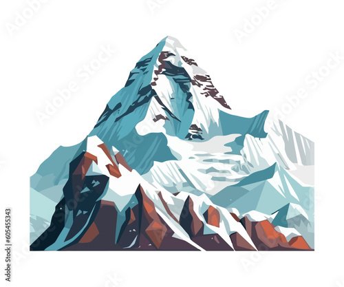 Mountain peak, snow and ice adventure