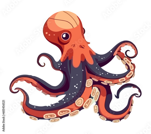 Cute octopus mascot on white background