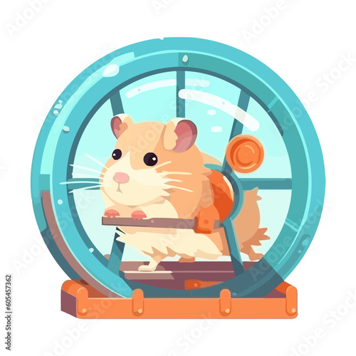 Hamster in a running wheel vector cartoon