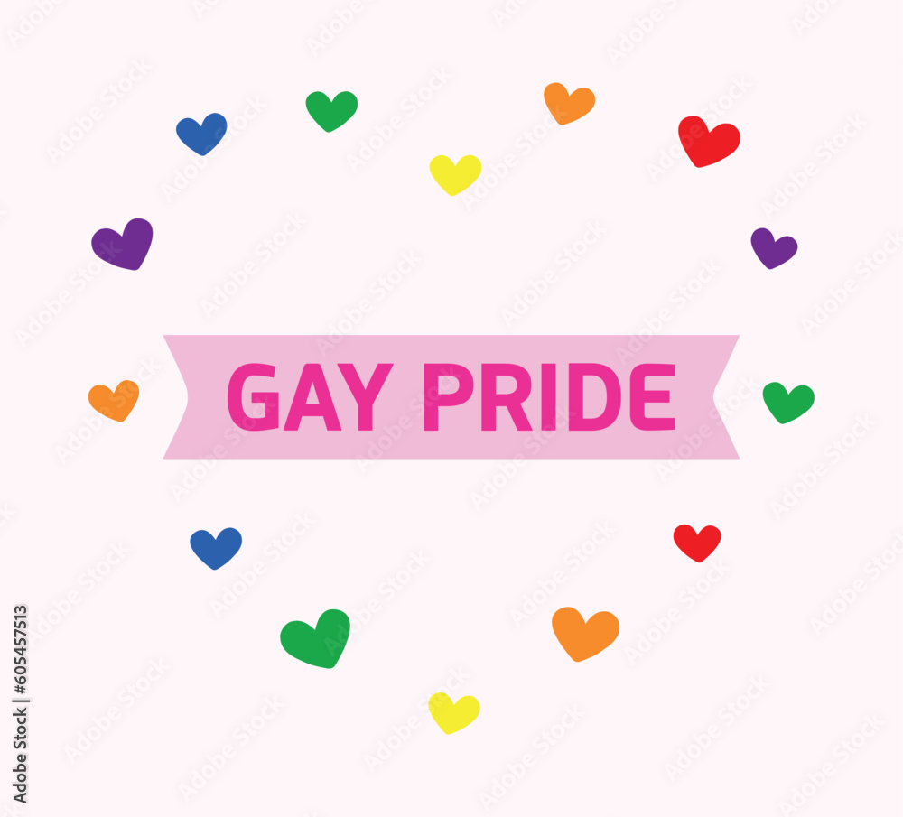 LGBT rainbow hearts. Love symbol icon. Happy Gay pride day vector illustration. Lesbian gay bisexual transgender concept