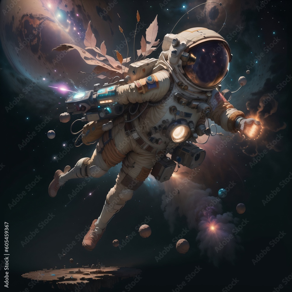 Fototapeta premium Astronaut flying on space.Created with Generative AI