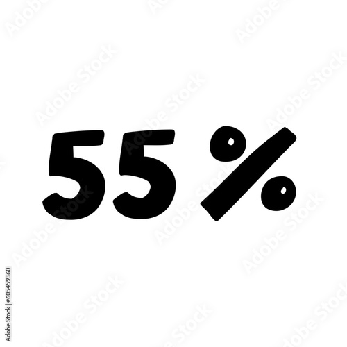 Hand made 20 percent off black ink discount logo special offer lettering. Vector design illustration in cartoon doodle style isolated on white background. For discount, banner, web site.