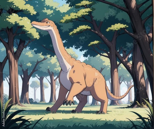 Dinosaur in forest.Created with Generative AI © WarTroped