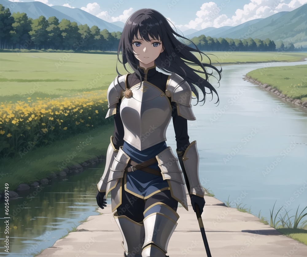 Obraz premium Knigh woman with armor.Created with Generative AI