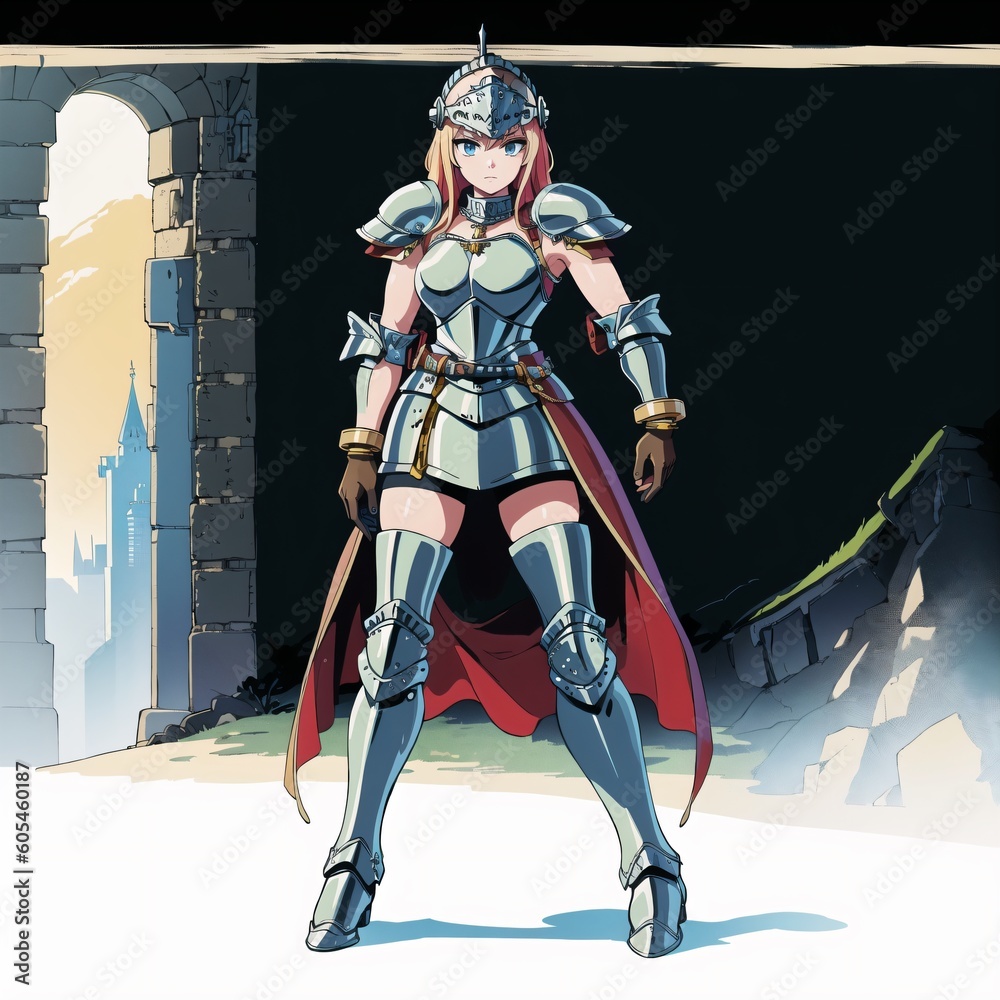 Naklejka premium Knight woman.Created with Generative AI
