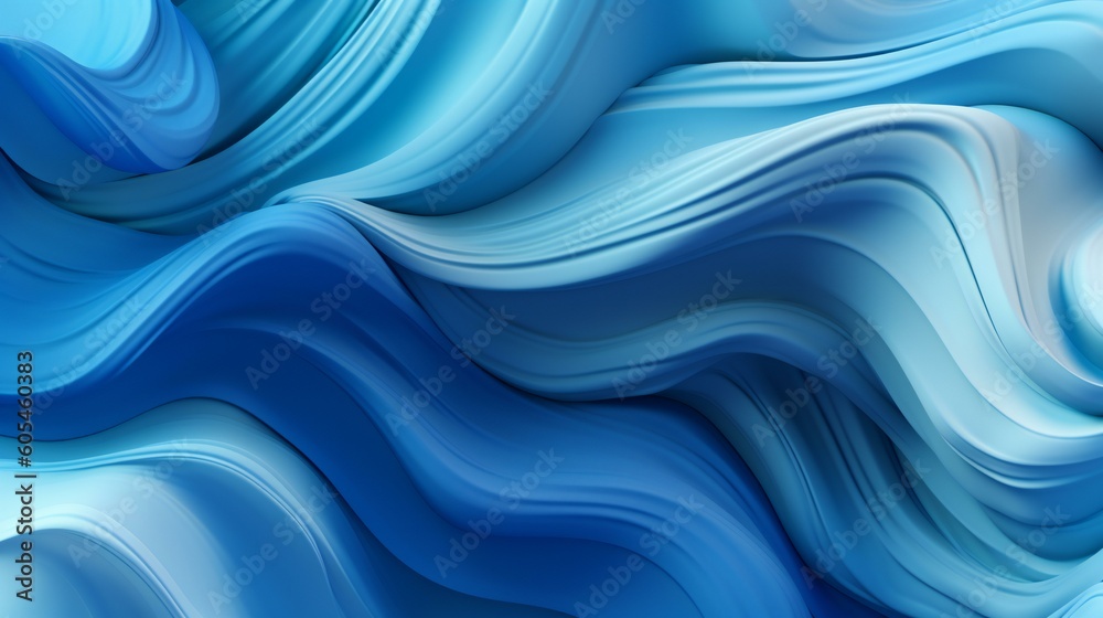 Vibrant blue wave pattern of waves, fluid, soft and rounded forms