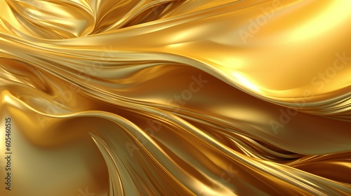 Metallic gold flowing fabric, close up 