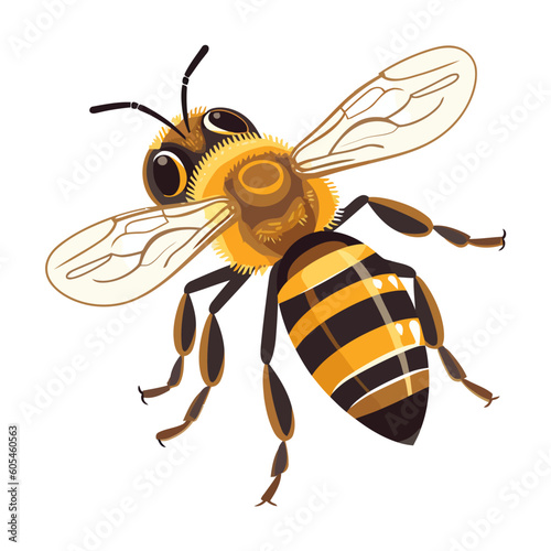 flaying bee insect on white background