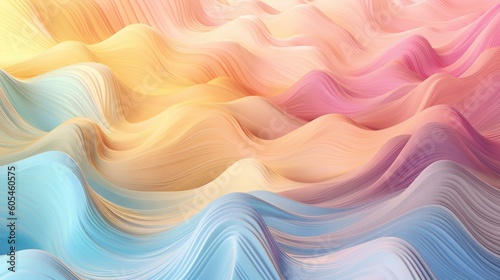 3D texture of vibrant pastel colored waves, fluid, soft and rounded forms