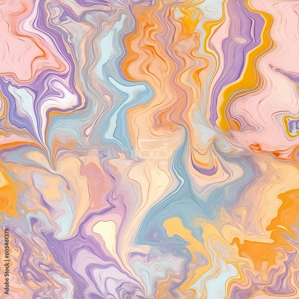 Marlble design texture pastel colored paint mixing and swirling around Generative AI