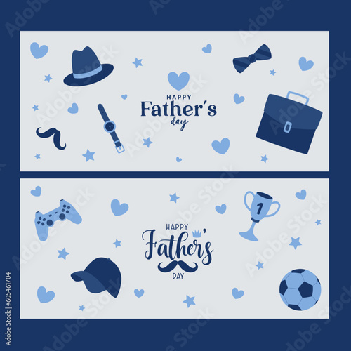 Happy Fathers Day Set of greeting banners