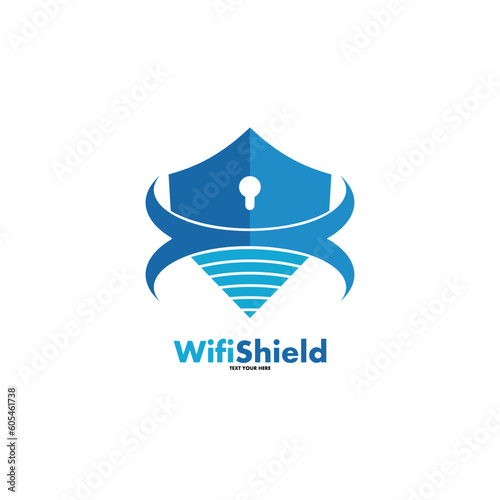 Wifi shield vector logo template. This design use connection