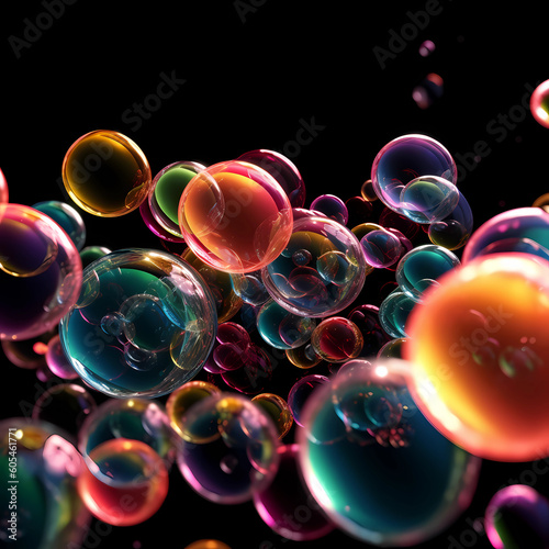 Colorful soap bubbles created with Generative AI