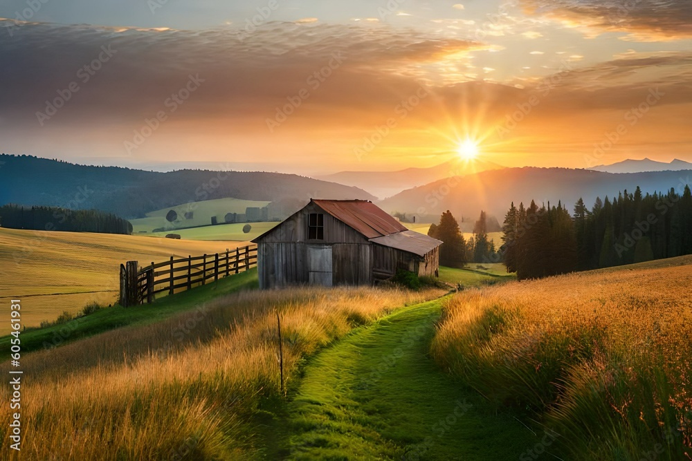 sunrise over the countryside