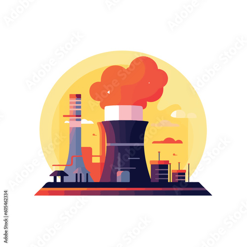 Factory chimney air pollution concept flat design