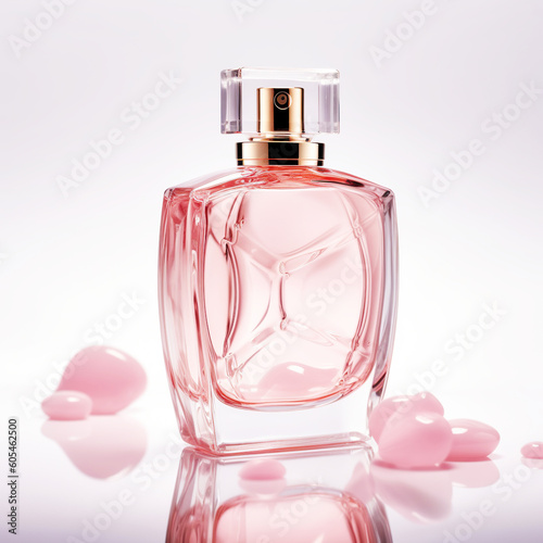 Bottle of perfume on white background. Generative AI