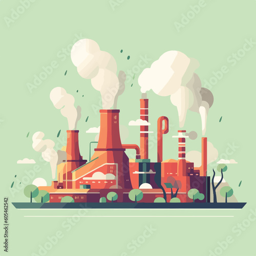 Factory chimney air pollution concept flat design